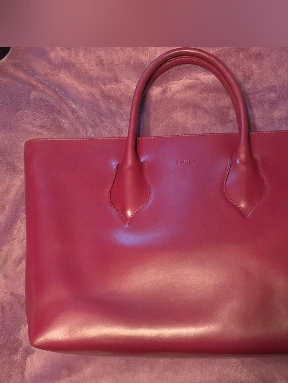 Furla Burgundy Leather Tote Bag